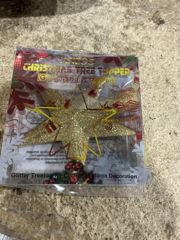 Photo 1 of Aneco Gold Glitter Mini Christmas Tree Topper Shatter-Proof 6 Inch Christmas Tree Decoration Treetop for Holiday Ornament or Home Decor