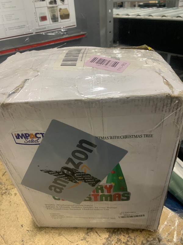 Photo 1 of ***(MISSING PLUG/ UNABLE TO TEST IEM)***Impact Canopy Inflatable Outdoor Christmas Decoration, Lighted Merry Christmas Sign with Tree, 6 Feet Long