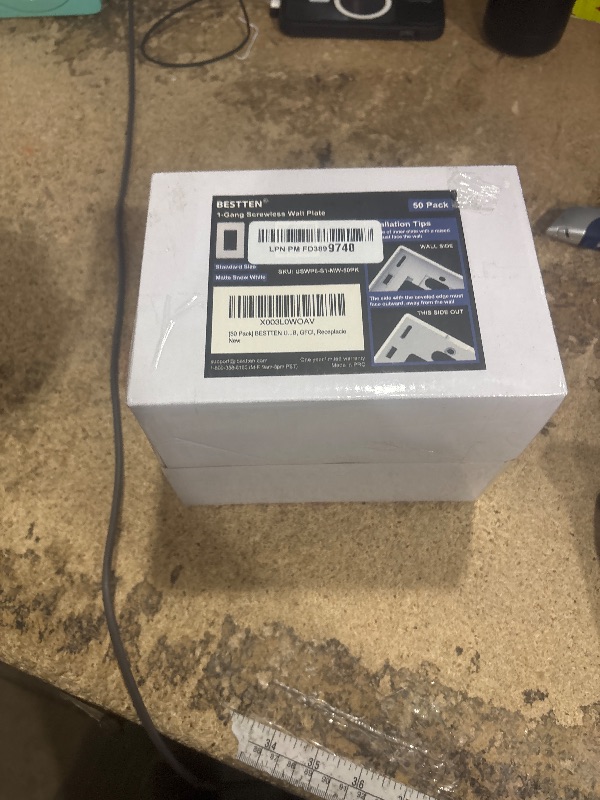 Photo 1 of (50 Pack) BESTTEN USWP6 Matte Snow White Screwless Wall Plate, 1 Gang Switch Plate, Decorator Receptacle Outlet Cover, H4.69” x W2.91”