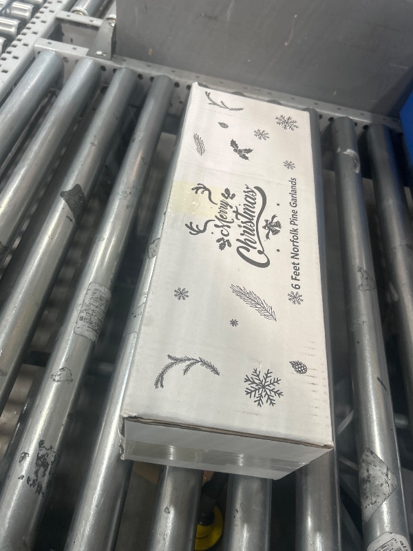 Photo 1 of 2Pcs 6 Ft Artificial Norfolk Pine Garland with 50 LED Lights,Winter Pine Christmas Garland with Lights,Real Touch Faux Greenery Garland for Mantle Fireplace,Table,Window,Outdoor Christmas Decorations