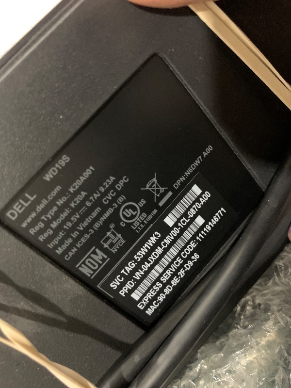 Photo 1 of *parts only* Dell WD19S Docking Station Bundle with USB-C and Dual Monitor Support - Complete Package Includes Dell WD19S Dock, 180W Power Adapter, Thunderbolt 3 & Ethernet Cable, Microfiber Cloth (Renewed)