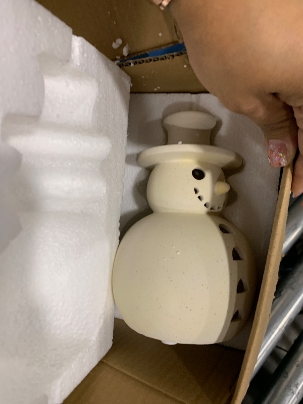 Photo 1 of **ONLY 1 SNOWMAN**Christmas Decorations - Handmade Terracotta Snowman Figurines - 1 Pack White Clay Winter Decor Holiday Rustic Unique Decor for Home Table Room Farmhouse Indoor Outdoor-ONLY Size S