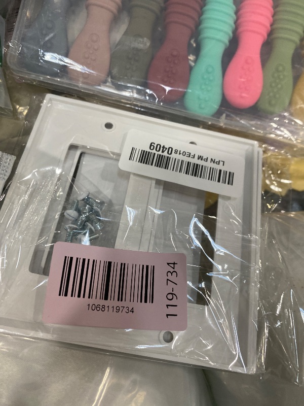 Photo 1 of [2 Pack] BESTTEN 2-Gang Decorator Wall Plate, Standard Size, H4.53” x W4.57”, Unbreakable Polycarbonate Outlet and Switch Cover, UL Listed, White