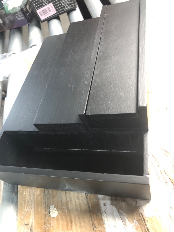 Photo 1 of ***(MINOR DAMAGE/ SMALL NICKS)****Zecela Cologne Stand Organizer for Men, 3 Tier Cologne Display Shelf with Velvet Lining Drawer and Compartments for Watch, Jewelry, Perfume Display Risers for Cologne, Great Gift for Father