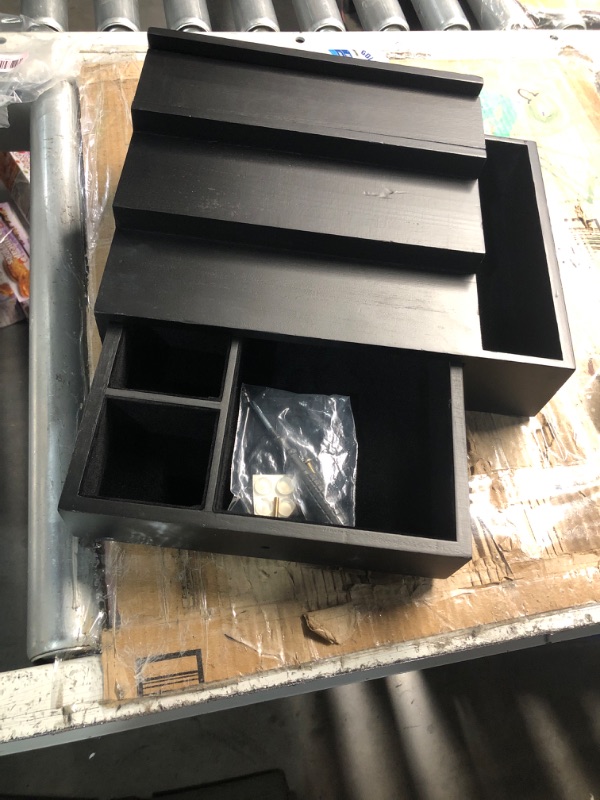 Photo 1 of ***(MINOR DAMAGE/ SMALL NICKS)****Zecela Cologne Stand Organizer for Men, 3 Tier Cologne Display Shelf with Velvet Lining Drawer and Compartments for Watch, Jewelry, Perfume Display Risers for Cologne, Great Gift for Father