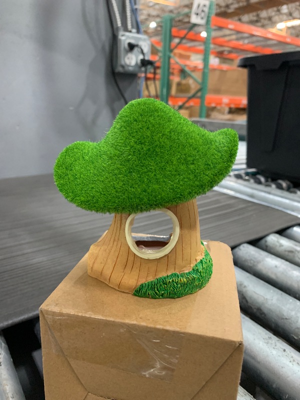 View 2 of ? Fish House for Aquarium Decoration Green Moss Mushroom House, Resin Fish Tank Decoration, Reptiles Fish and Shrimp Shelter Landscape Cave Decor