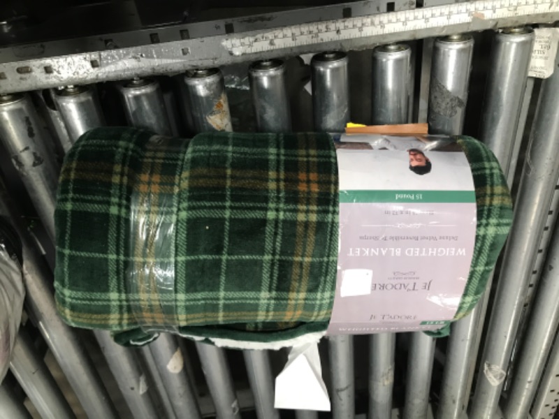 Photo 1 of 48x72" weighted Throw Blanket - Green Plaid