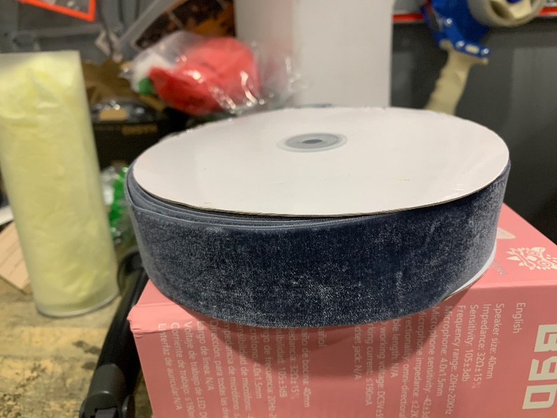 Photo 1 of 1.5" X 20 Yards Dusty Blue Velvet Ribbon for Christmas Tree Wreath Decoration Handmade Crafts Ornaments Gift Wrapping & Bow Making