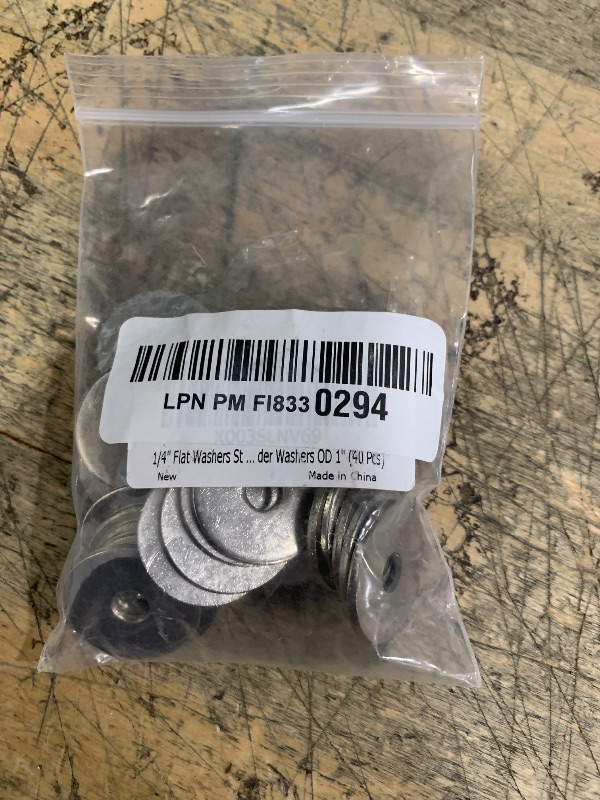 View 2 of 1/4" x 1" Stainless Fender Washer,18-8 (304) Stainless Steel Flat Washer,1/4" ID x 1" OD x 0.078" Thick(40Pcs)