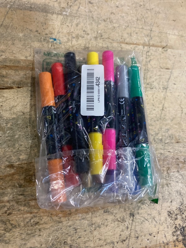 Photo 1 of 12 Dual Tip Liquid Chalk Markers - Erasable Marker Pens for Blackboard, Chalkboard Signs, Glass, Chalk Pens Wet Erase Makers for Bar Menu, School,Wedding Sign, Just Married Car Windows Decorations