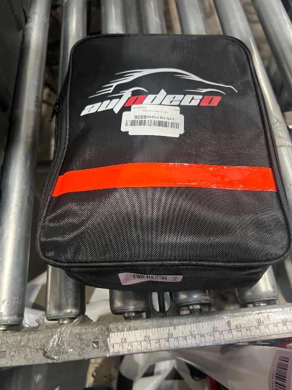 Photo 1 of AUTODECO Car Roadside Emergency Kit, Car Safety Kit Portable Vehicle Kits for Emergency with Jumper Cables, Tow Straps, Safety Hammer, Black