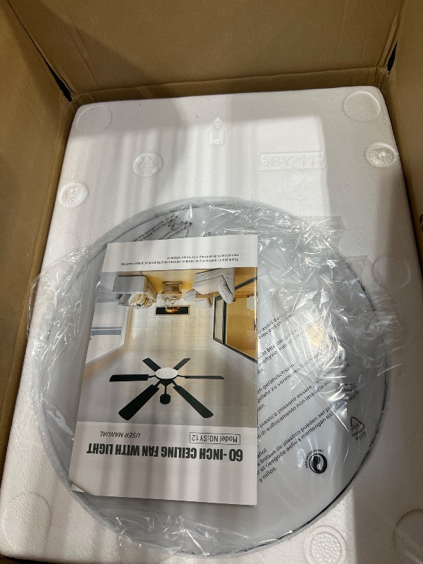 Photo 1 of NKPU 60 Inch Ceiling Fans with Lights, Large Modern Black Ceiling Fan with Light and Remote Control, 6 Double Sided Blades, 6 Speed DC Motor, Dimmable LED, Silent Timing, Indoor Outdoor Patio Use