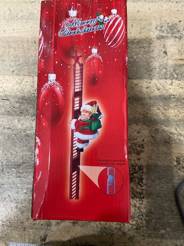Photo 1 of (missing pieces) Electric Santa Claus Climbing Ladder to Christmas Tree with Music, Hanging Ornaments for Xmas Tree Ornament Indoor
