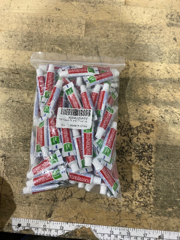 Photo 1 of 100 Tubes Travel Size Toothpaste in Bulk, Disposable Mini Mint Compact Small Pocket Size Essential Toothpaste for Vacation Hotel Shelter Homeless Nursing Home Charity Camping Single Use 0.17 oz/ 5g