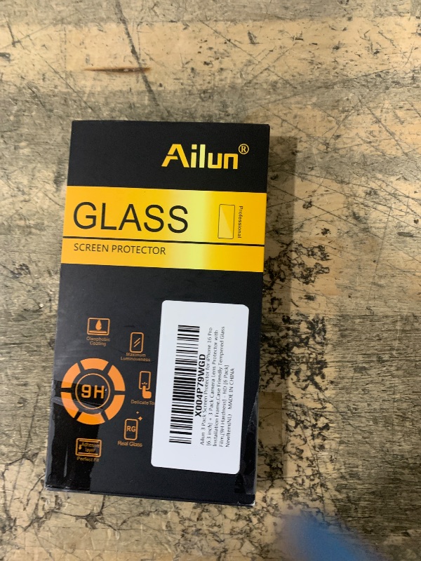 Photo 1 of ***UNKNOWN DAMAGES/ MISSING PIECES*** Ailun 3 Pack Screen Protector for iPhone 16 Pro [6.3 inch] + 3 Pack Camera Lens Protector with Installation Frame,Case Friendly Tempered Glass Film,[9H Hardness][Not for iPhone 16e/16/16 Plus/Pro Max]