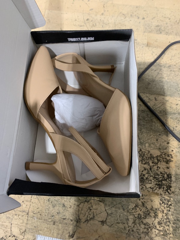 Photo 1 of **SHOWS SIGNS OF USAGE** mysoft Women's Pumps Shoes Pointed Toe Kitten Low Heels Stiletto Ankle Strap Closed Toe Wedding Party Dress Sandals Nude Nubuck