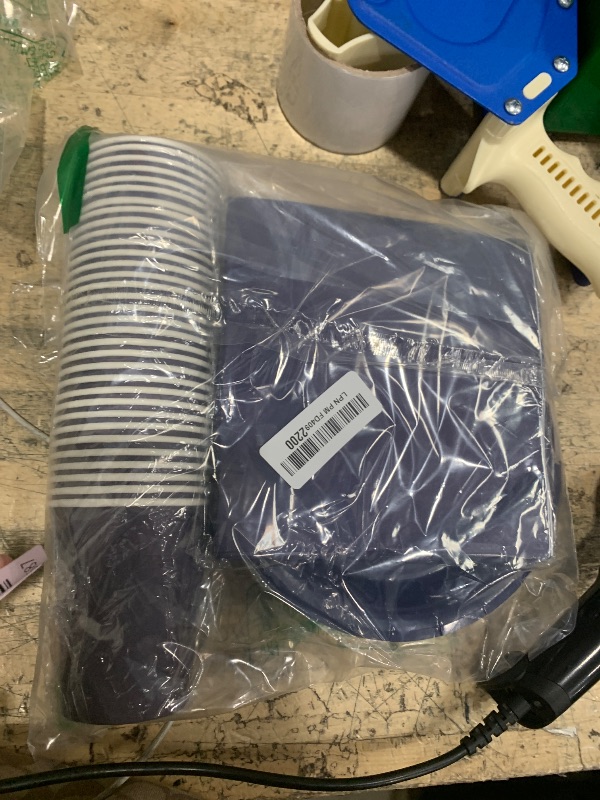 Photo 1 of (appears to be incomplete) Tioncy 200 Pcs Disposable Paper Plates Cups and Napkins Christmas Party Supplies Serve 50 Guests Disposable Paper Dinnerware