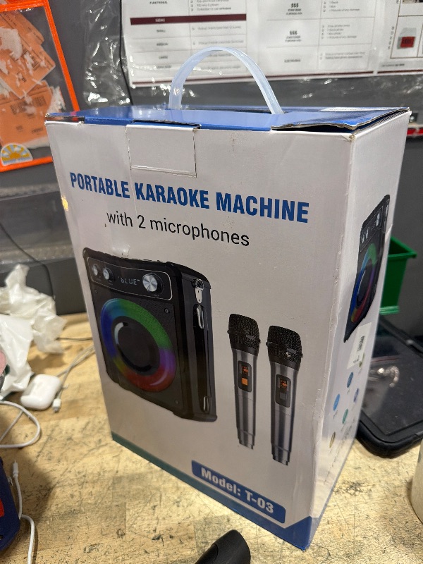 Photo 1 of VOSOCO Karaoke Machine, Portable Bluetooth Karaoke Speaker with 2 Wireless Microphones, PA System for Adults Kids with LED Lights & Echo Adjustment, Supports TWS/TF/USB/AUX for Home Party