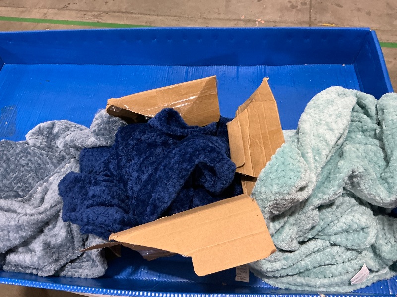 Photo 1 of ***NOT IN A BOX / ONLY 3 ALL BLUE*** Buryeah 6 Pcs Flannel Soft Throw Blanket Bulk Large 3D Waffle Textured Faux Fur Throw Fleece Blanket 50 x 60 Inches No Shedding No Pilling Lightweight Blankets for Bedroom Couch Sofa(Graceful)