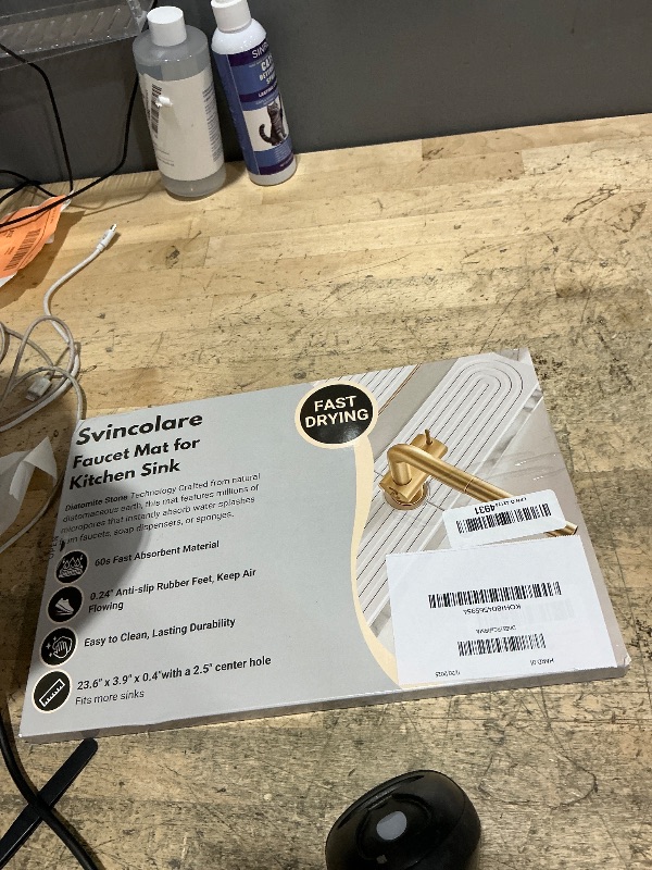 Photo 1 of 23.6" Stone Faucet Mat for Kitchen Sink Splash Guard - Quick Dry Diatomaceous Earth Faucet Mat for Kitchen Bathroom Sink Countertop, Behind The Faucet Super Absorbent Stone Sink Tray