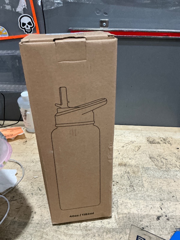Photo 1 of ***MISSING PIECES / BOTTLE HAS A DENT*** 40oz Insulated Water Bottle (Cold for 48 Hrs),BPA Free&Leak Proof,Stainless Steel Water Flask,Water Jug with Straw Spout Lids for Gym,Hiking,Travel,Red Purple