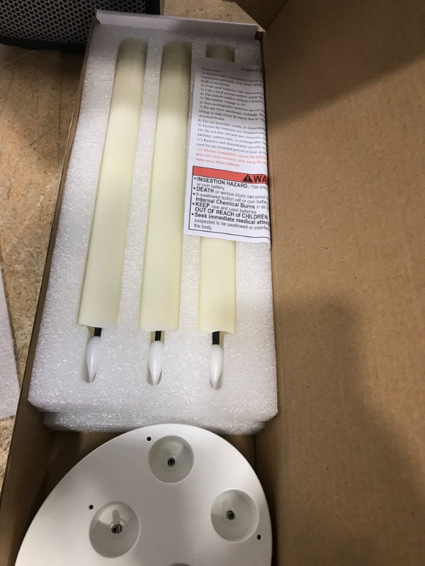 Photo 1 of ***UNTETSED/ MISSING POWER CORD*** Homemory Rechargeable Flameless Taper Candles, Real Waxy LED Candlesticks Flickering, Battery Operated Candles with Remote Timer, 9.6 Inches for Home Wedding Christmas Decor, 6 Pcs, Ivory