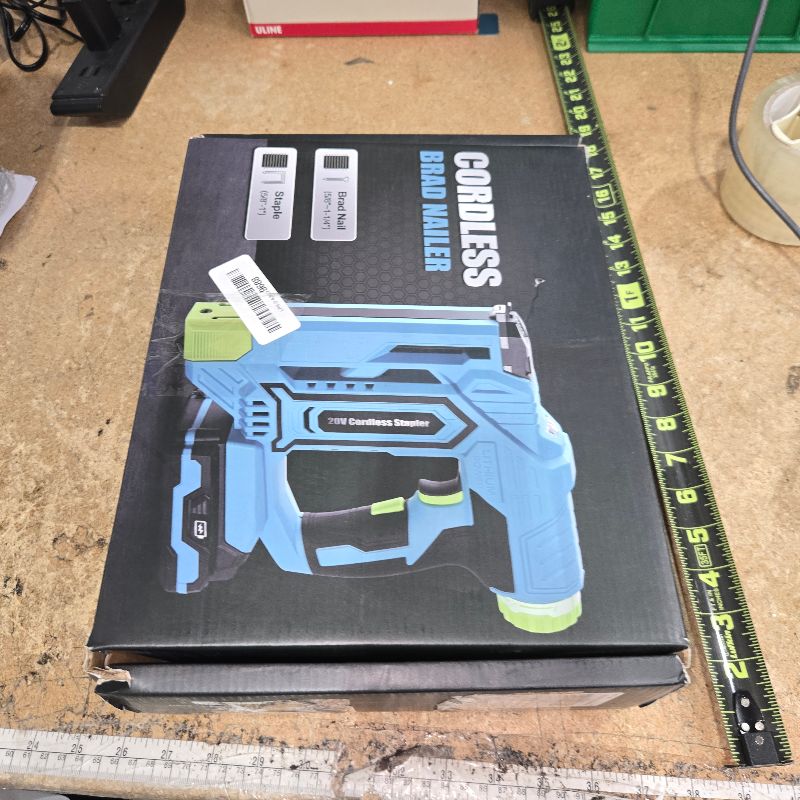 View 2 of ***POSSIBLY MISSING ASSEMBLY PIECES*** FIDISP 18 Gauge 2 in 1 Cordless Nail Gun/Stapler, 20V Battery Powered Brad Nailer/Stapler with Battery, Charger, Storage Bag, 1000 Staples and Nails for Carpentry & DIY(Blue)