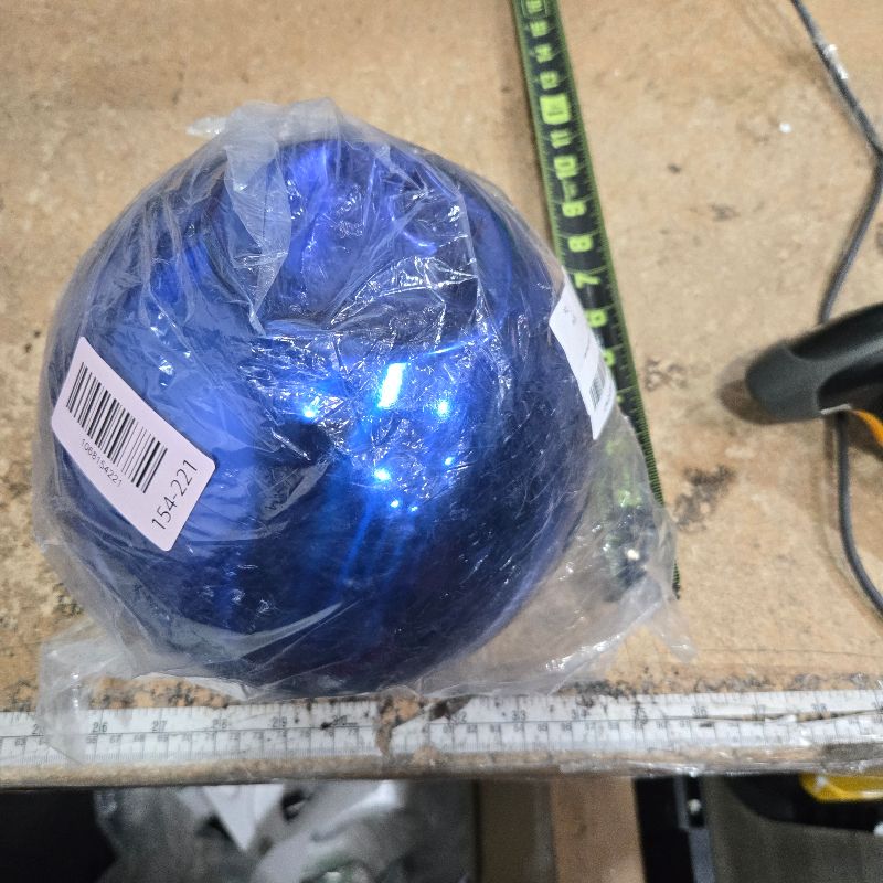Photo 1 of ***DENTED*** Missmore 8 Inch Gazing Globe Mirror Ball in Blue Stainless Steel, Polished Hollow Reflective Garden Sphere for Home Garden
