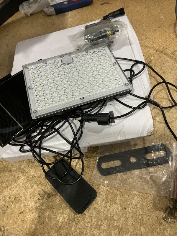 Photo 1 of 100W Solar Flood Light Outdoor Waterproof, 24000LM 6500K LED Solar Street Light with Remote, Dusk to Dawn Solar-Powered Lamp, Split Type Security Lighting with 13FT Cable for Parking Lot Yard Garage