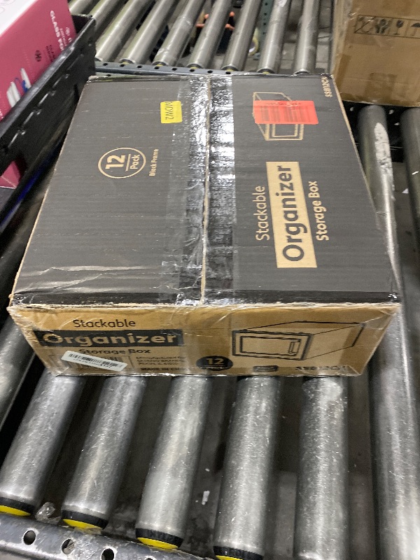 Photo 1 of 12 Pack Shoe Storage Bins, Clear Plastic Stackable Shoe Organizer for Closet, Space Saving Foldable Shoe Rack, Shoe Box Sneaker Holder Container, Black Frame