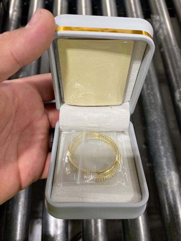 Photo 1 of NICRET 14K Gold Hoop Earrings for Women Hoop Earrings Dual Diamond Hoops Earring Large Golden Hoops Earring 40 * 2mm