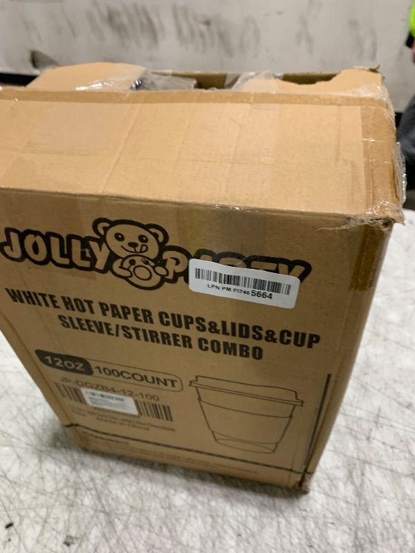 Photo 1 of [100 Pack] 12 oz Paper Coffee Cups, Disposable Paper Coffee Cup with Lids, Sleeves, and Stirrers, Hot/Cold Beverage Drinking Cup for Water, Juice or Tea, Suitable for Home, Shops and Cafes