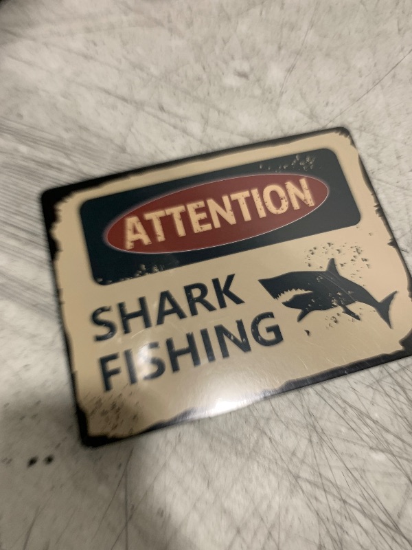 Photo 1 of 10 Designs Shark Zone Party Wall Decorations Signs for Ocean Theme Birthday Party Supplies in Horizontal and Vertical Design (Each measures 6” X 7.9”)