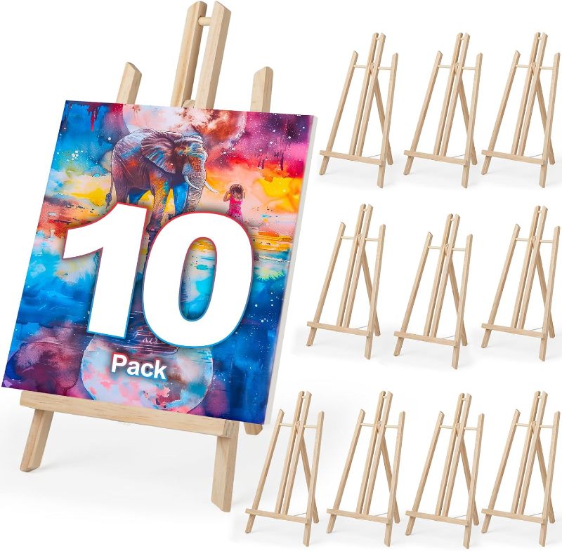 Photo 1 of 10 Pack 16 Inch Wooden Easel Stand, Portable A-Frame Tabletop Display Easel for Painting, Canvas, Photos, Signs, Art Easel for Kids, Students, Beginners, Artists - Compact & Lightweight