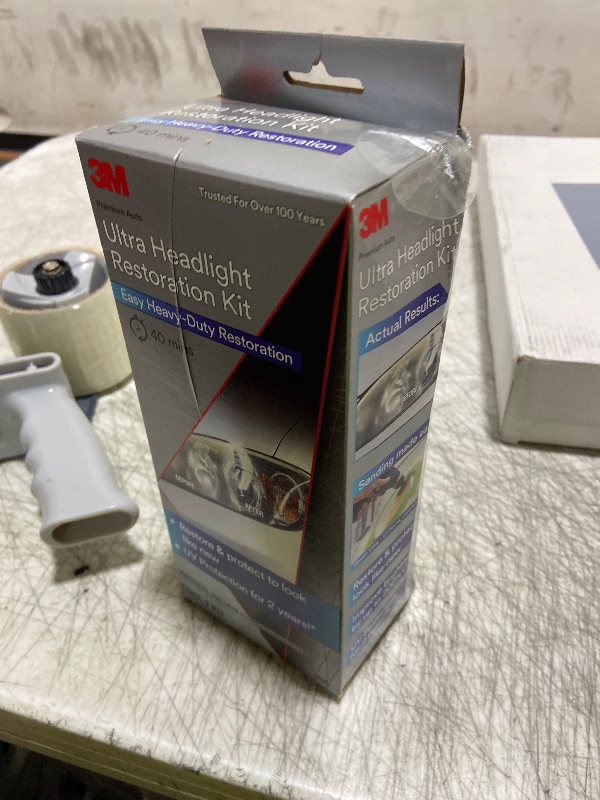 Photo 1 of 3M Ultra Headlight Restoration Kit, Contains Masking Tape, Light Sanding Discs, Wax Protectant and More, Use on Plastic Lenses Headlights, Taillights and More, Easy Heavy-Duty Restoration (39195)