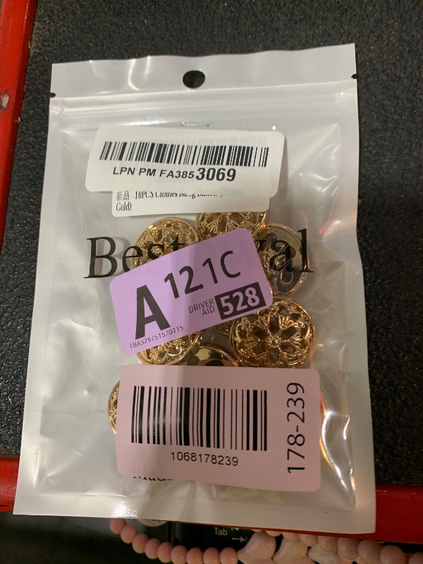 Photo 1 of 10PCS Clothes Button - Fashion Hollow Flower Metal Shank Round Shaped Metal Button Set Sewing Button (25mm, Gold)