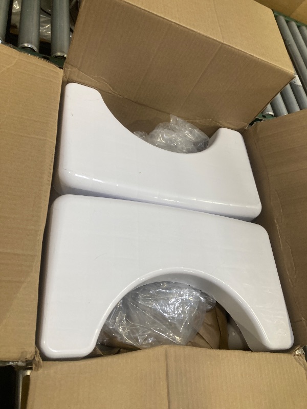 Photo 1 of Adjustable Height Potty Step Stool for Adults, Non-Slip Bathroom Squat Aid, Removable Toilet Step for Colon Health, Portable Squat Stool, Family Health Accessory (White-2PCS)