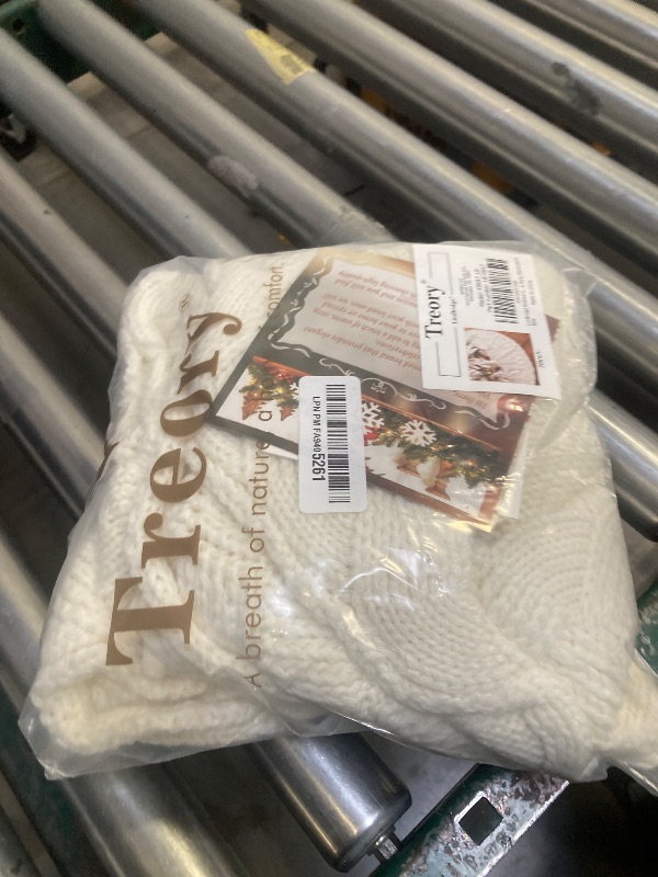 Photo 1 of 36 inch Christmas Tree Skirt: Pencil Tree Skirt for 6ft Tree, Basketweave Woven Knit Cream White Small Tree Skirt, Vintage Tree Skirts, Rustic Farmhouse Christmas Decorations