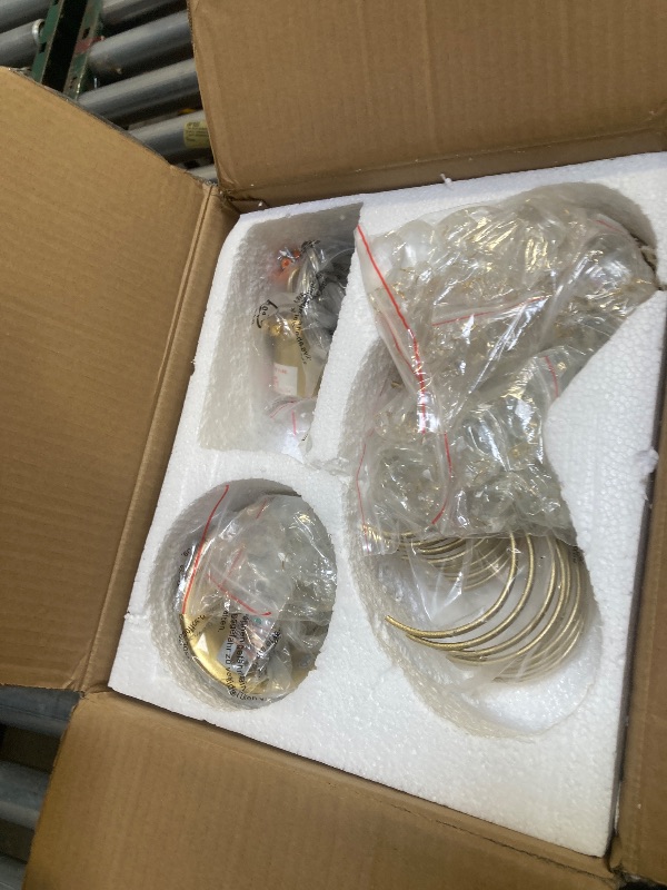 Photo 1 of Bestier Gold Modern Pendant Chandelier Crystal Raindrop Lighting Ceiling Light Fixture Lamp for Dining Room Bathroom Bedroom Livingroom entryway 1 E26 Bulbs Required D13 in x H16 in