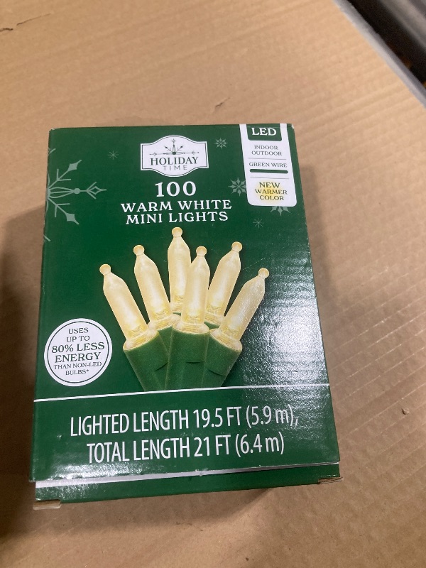 Photo 1 of 100 Indoor/Outdoor 100-Count LED Mini Christmas String Lights, Warm White