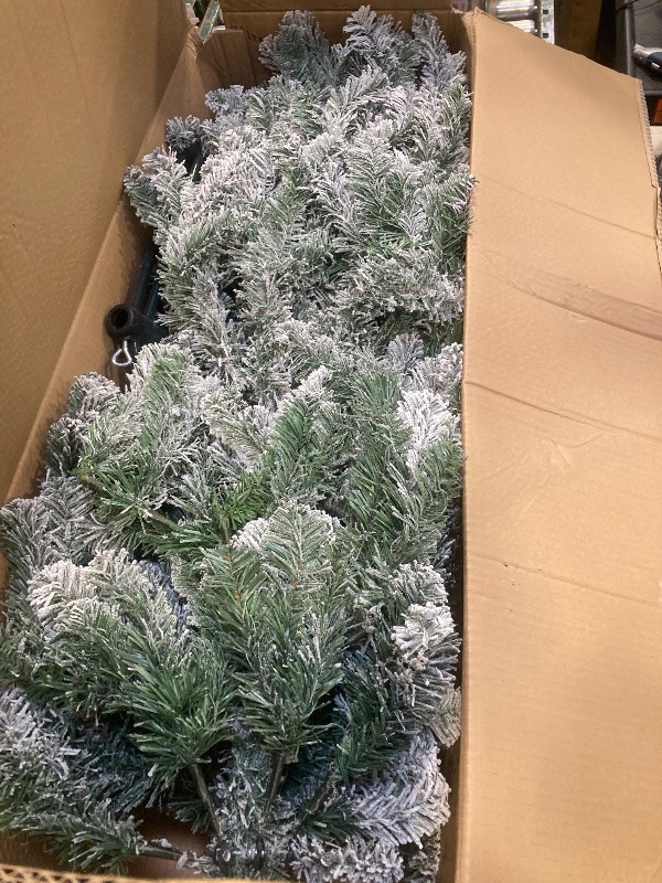 Photo 1 of 6.5' Pre-Lit Green Flocked Frisco Pine Artificial Christmas Tree with 250 Color-changing LED Lights, by Holiday Time