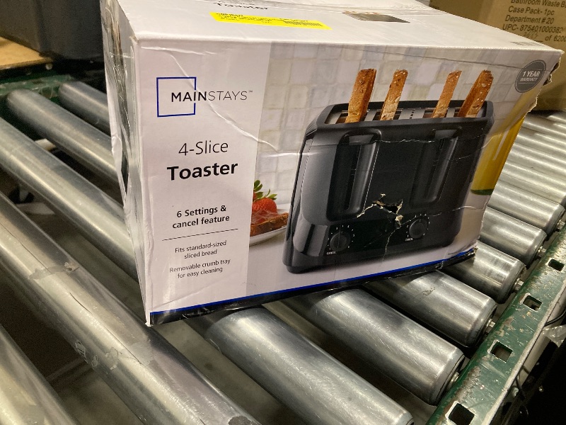 Photo 1 of 4-Slot Toaster, Black with 6 Browning Levels, Bagel & Defrost Functions, Removable Crumb Tray for Countertop, Kitchen, Dorm & Office