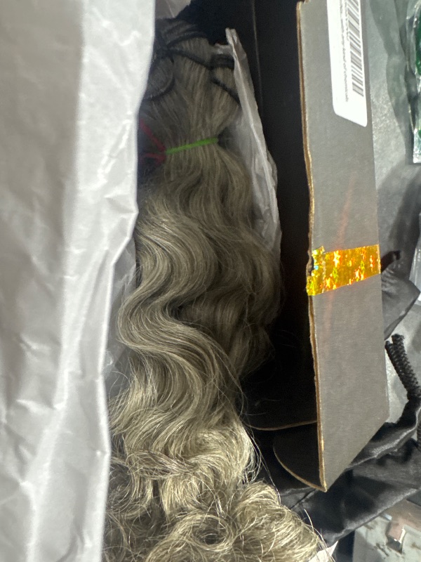 Photo 1 of 14” Wavy Salt & Pepper/Natural Gray 3 bundles. Its 100% Natural Indian Virgin Raw Hair Extensions .Natural color unprocessed and not treated with any kind of chemicals