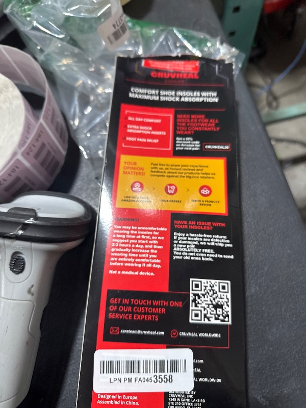 Photo 1 of (New) Work Comfort Orthotic Insoles - Anti Fatigue Shoe Insert Men Women - Low Arch Support - Shock Absorption - Foot Pain Relief - Work Boot Insoles (Black Hexagons, L)