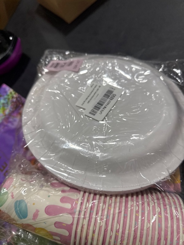 Photo 1 of 120PCS Two Sweet Birthday Party Supplies Two Sweet Donut Ice Cream Decorations for Baby Girl 2nd Second Birthday Tableware Set Plates Napkins Cups Set for 20 Guests