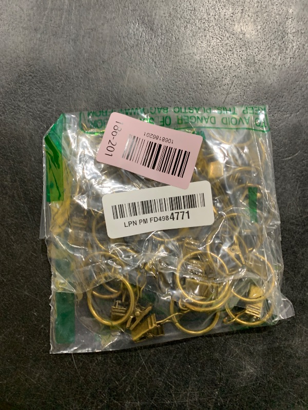 Photo 1 of 30 PCS Antique Brass Clips Curtain Hooks for Curtain Rod, This Small Drapery Curtain Ring with Clips Hook Fit Up to 0.4~0.75 -inch Drapery Panel