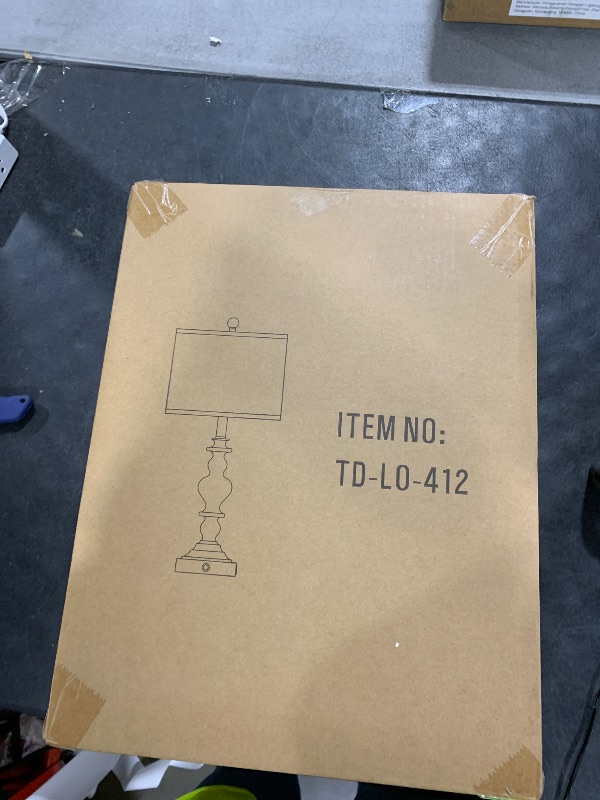 Photo 1 of 27" Farmhouse Vintage Lamps Set of 2 with USB C+A Charging Ports, Black Rustic Touch Control Table Lamp for Living Room, 3-Way Dimmable Traditional Nightstand Bedside Lamp Linen Washed for Bedroom