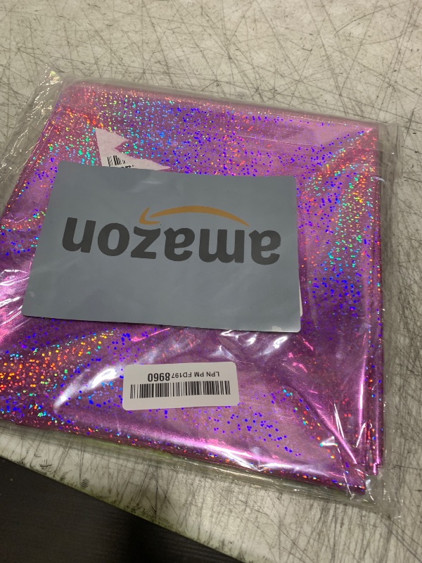 Photo 1 of 2 pcs Pink & Black Holographic Laser Tablecloth 40" x 108" Party Table Cloth Shimmer Shining Plastic Metallic Table Cover for Pink Halloween Decor Girls Baby Shower Birthday Party Supplies