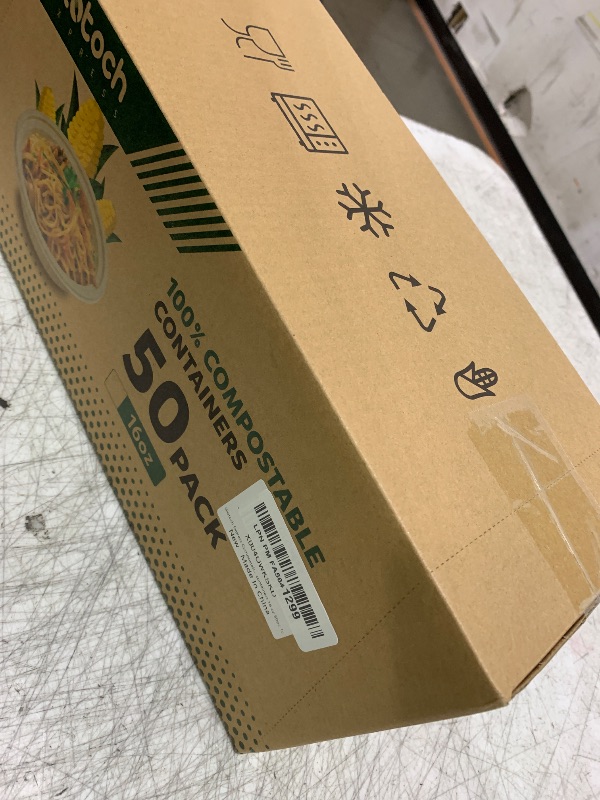 Photo 1 of 100 Piece (50 Pack) Meal Prep Bowl Containers with Lids, Cornstarch Round Food Containers for Lunch Salad Deli Soup, BPA Free Plant-based Take Out Containers Microwave & Freezer Safe, 16 oz