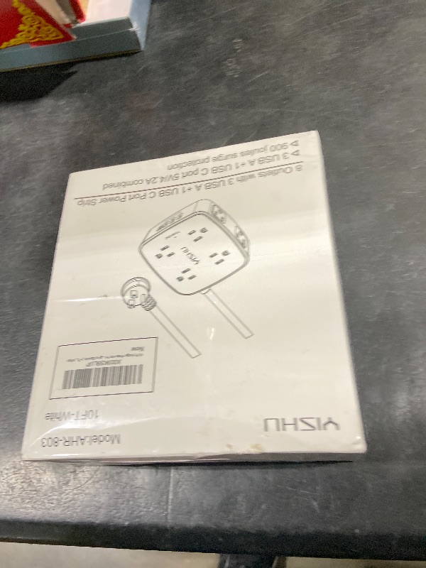 Photo 1 of 10 Ft Surge Protector Power Strip - YISHU 3 Side Outlet Extender with 8 Widely AC Outlets and 4 USB Ports, 10 Feet Extension Cord with Flat Plug, Wall Mount Desk USB Charging Station, ETL,White